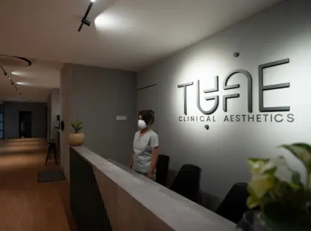 The Tune Aesthetics skin and hair clinic offers a sleek lobby area & friendly environment.
