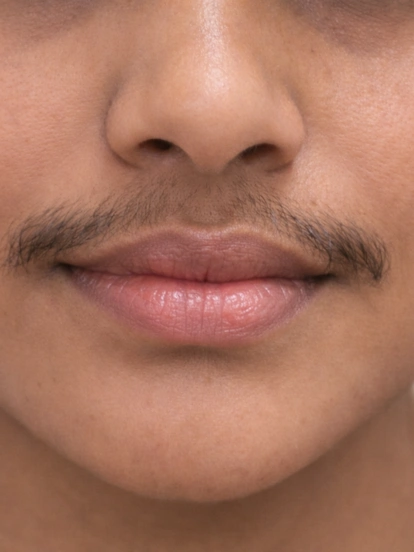 Upper lip with visible hair before treatment