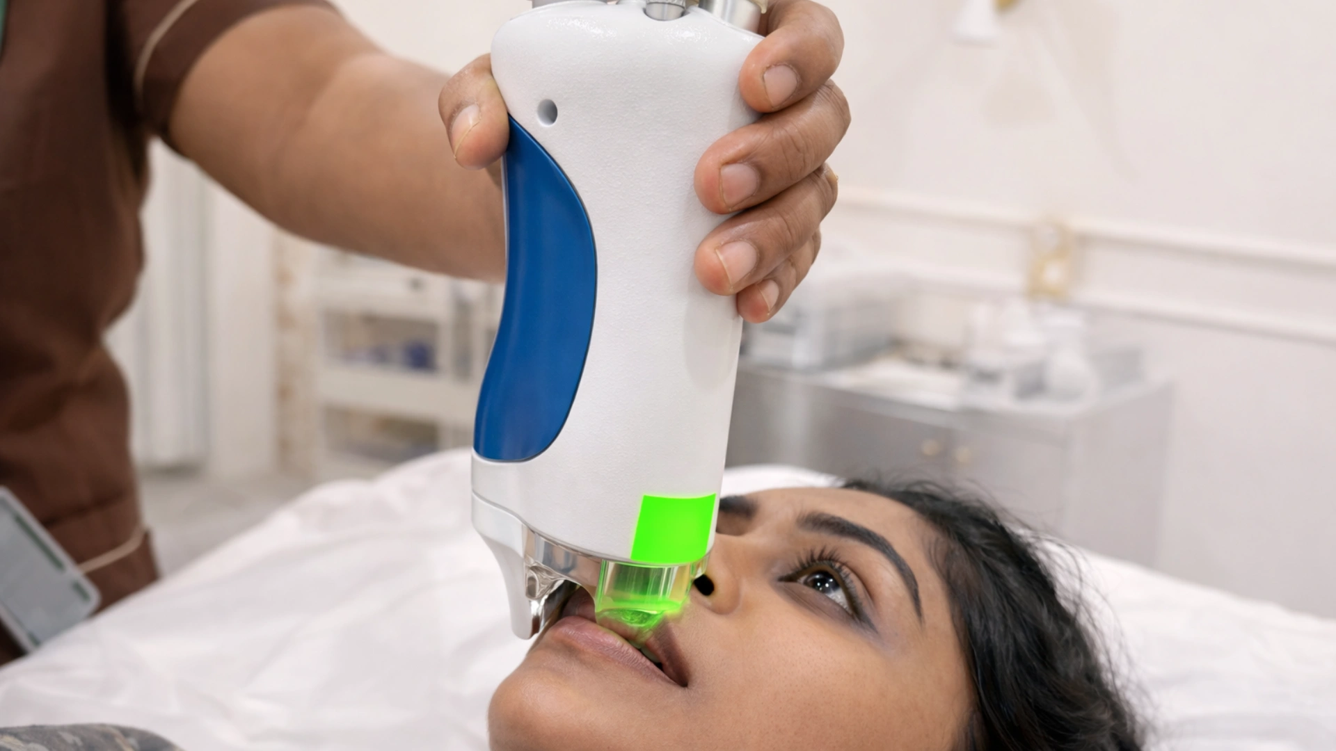 Laser hair removal treatment on upper lip area