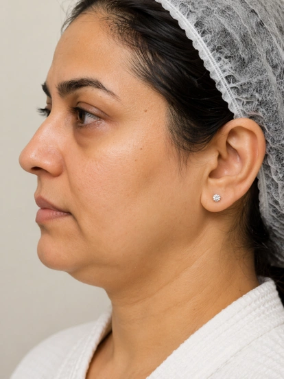 Face showing mild skin looseness