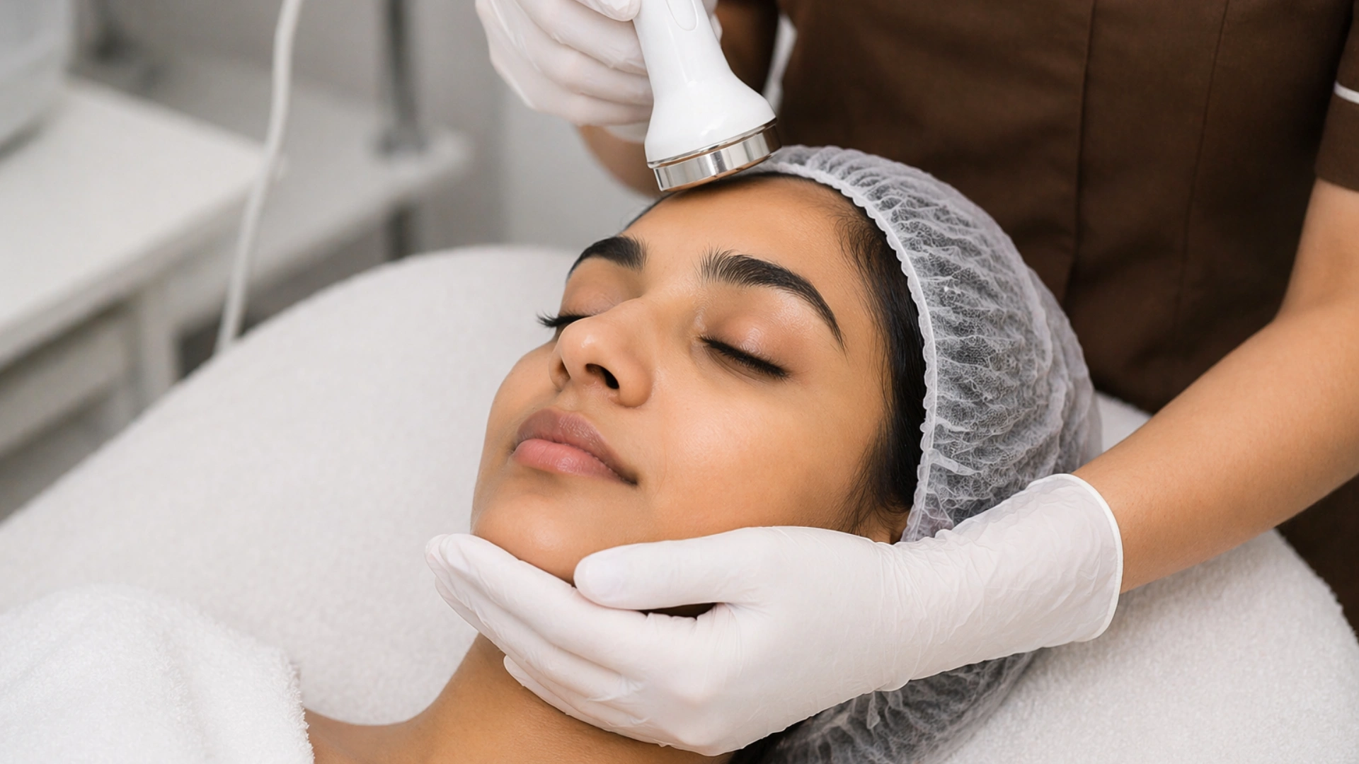 Facial treatment session improving skin firmness