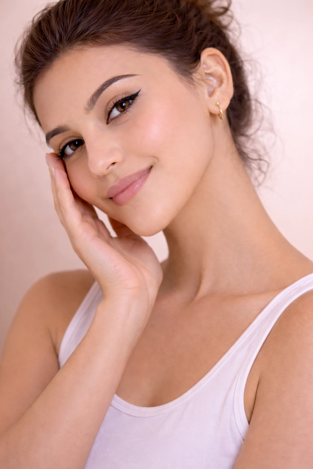 Woman with even skin finish after acne scar treatment