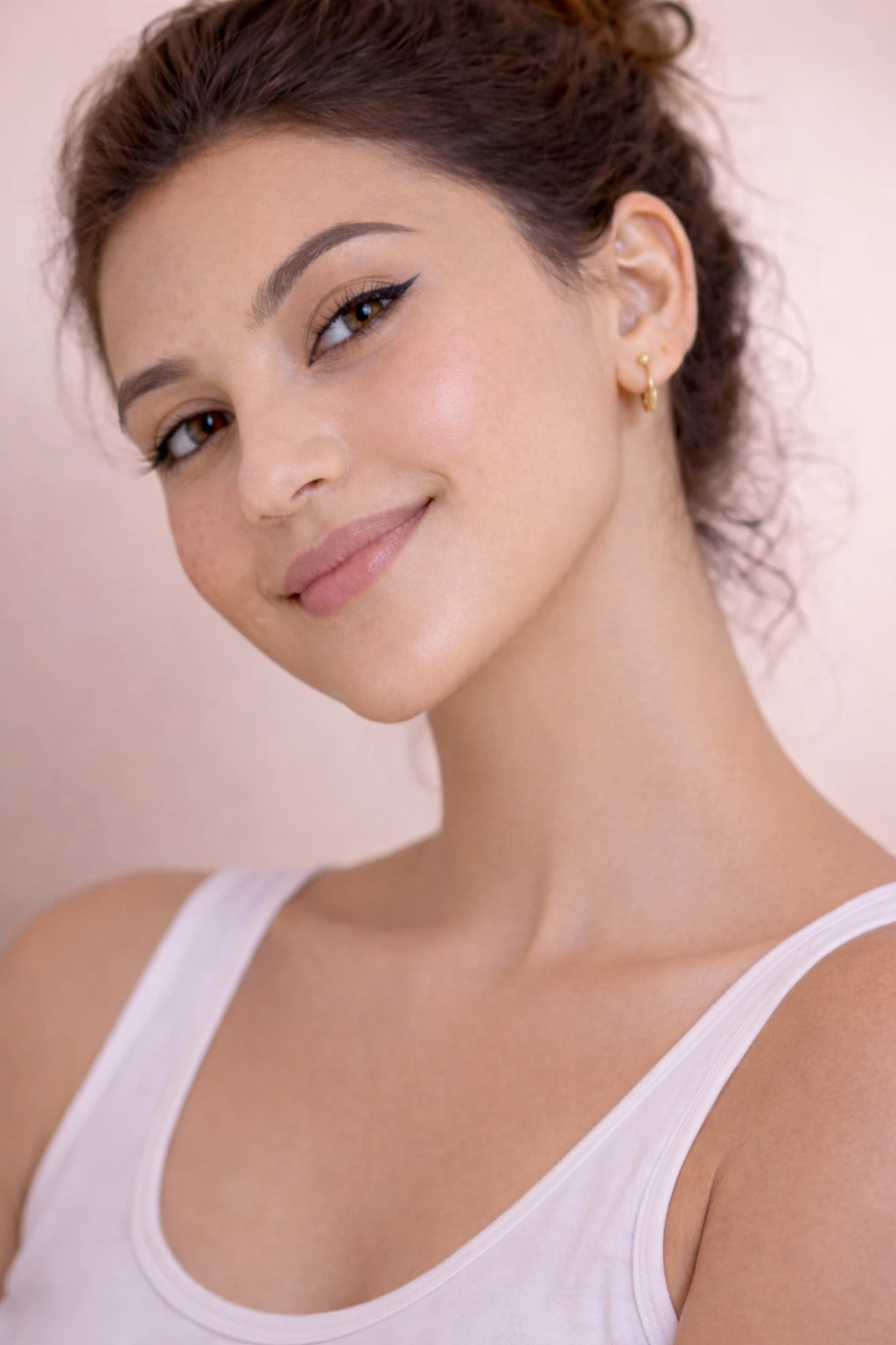 Woman showing reduced acne scar visibility