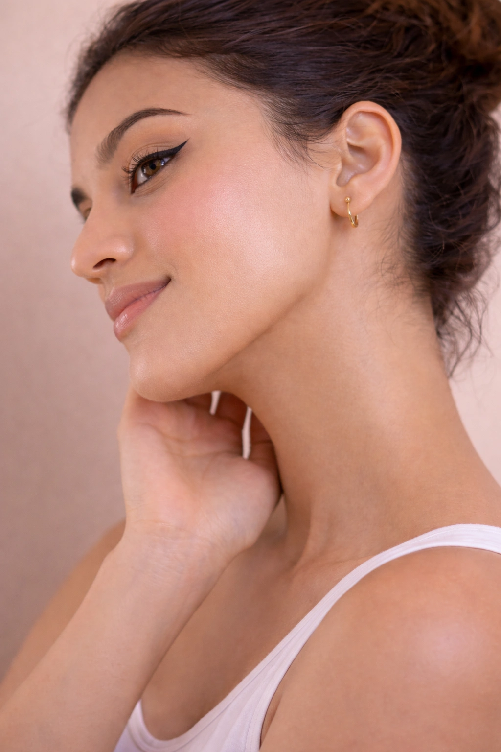 Woman with smoother skin texture after acne scar treatment