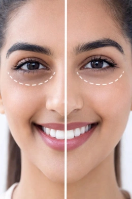 Brighter under-eye area after dark circle treatment