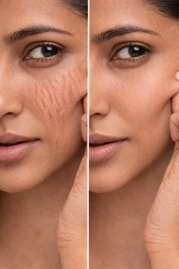 Smoother skin texture after stretch mark treatment