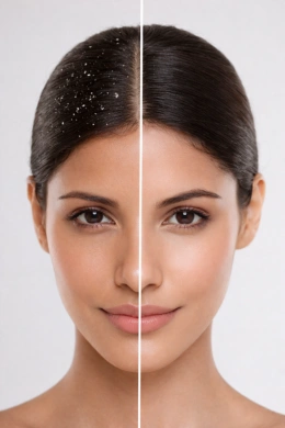 Reduced scalp flaking after dandruff treatment